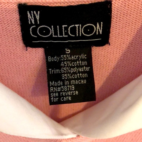 NY Collection pink argyle sweater with white collar and cuffs - Picture 3 of 3